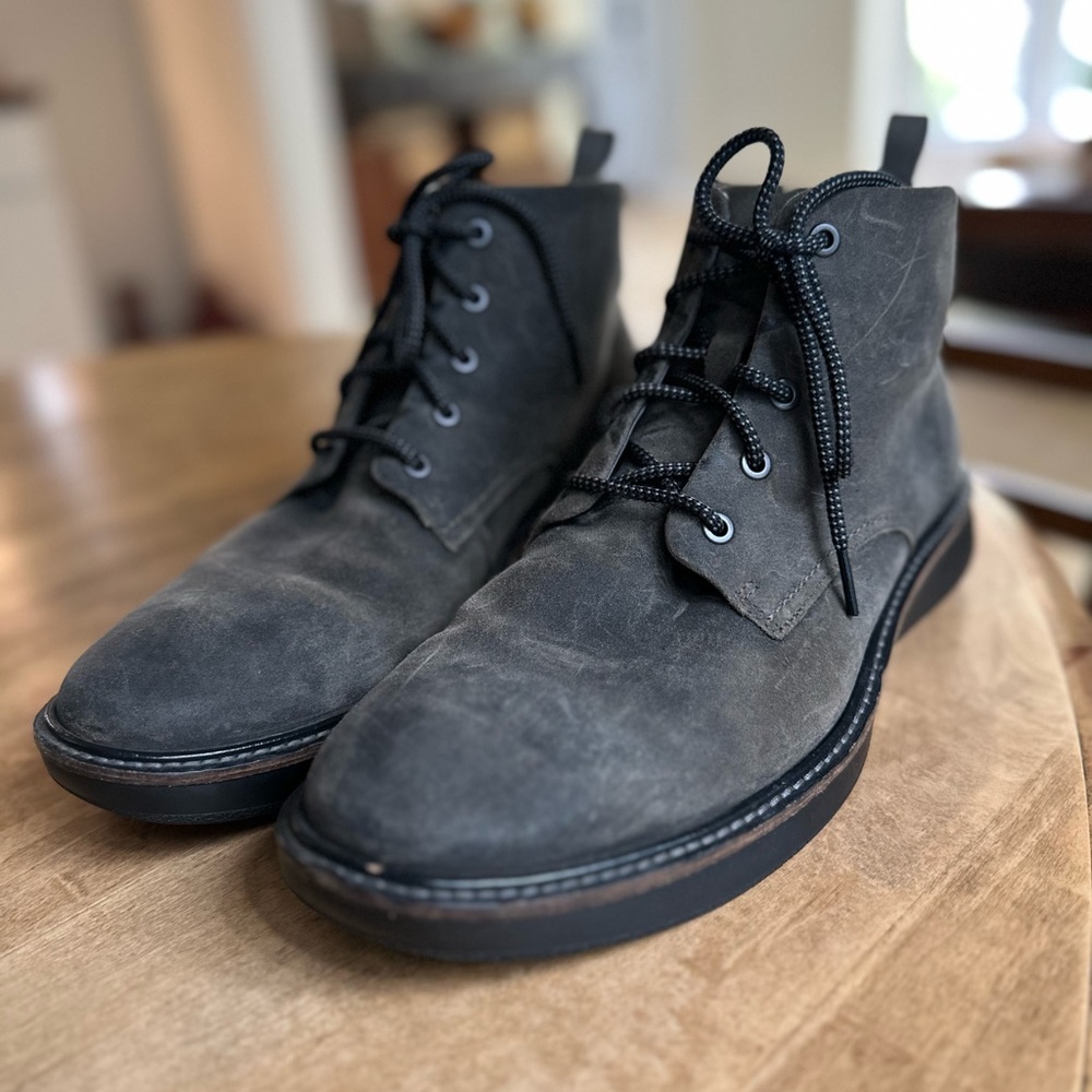 ECCO boots.  Grey Nubuck Leather. 10